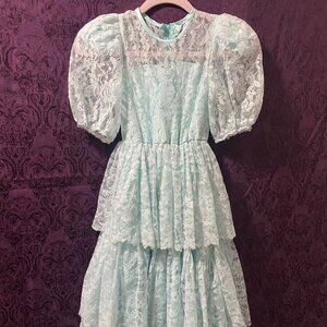 Child's lace mint vintage dress